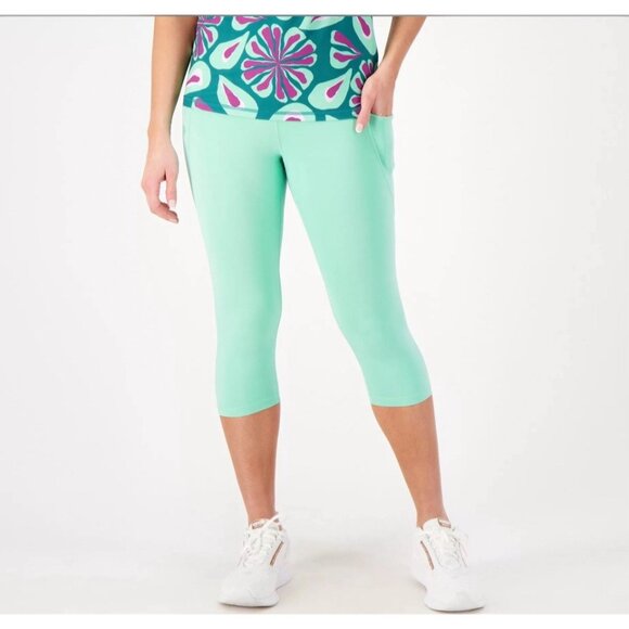 Gymwrap High Rise Cropped Leggings w/ Side Pockets Size 3X Cascade A591660 NEW - Picture 1 of 3